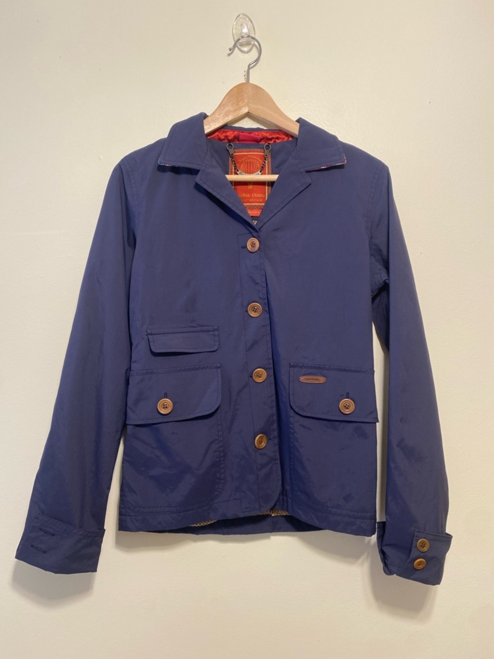 ENGLISH UTOPIA GREAT BRITAIN Navy Women's Button-Front Jacket. Size 8